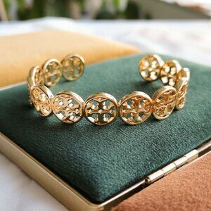 Tory Burch Gold Double T-logos Cuff Bracelet